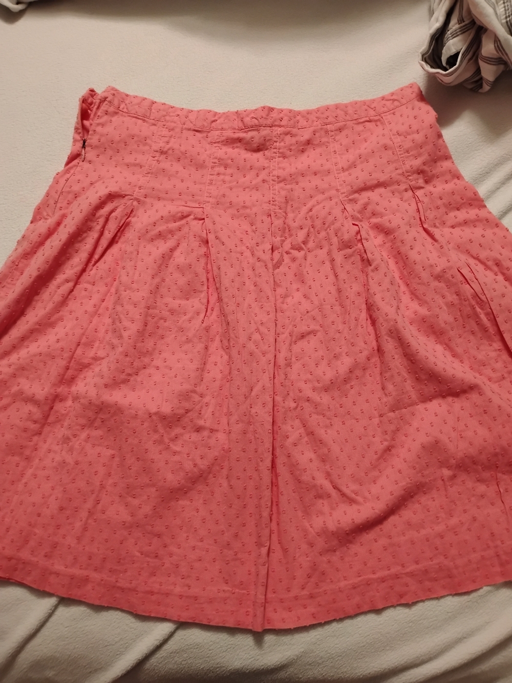 Hurley Coral Pink Eyelet Pleated Mini Skirt A-Line Lined Side Zip Summer Boho M